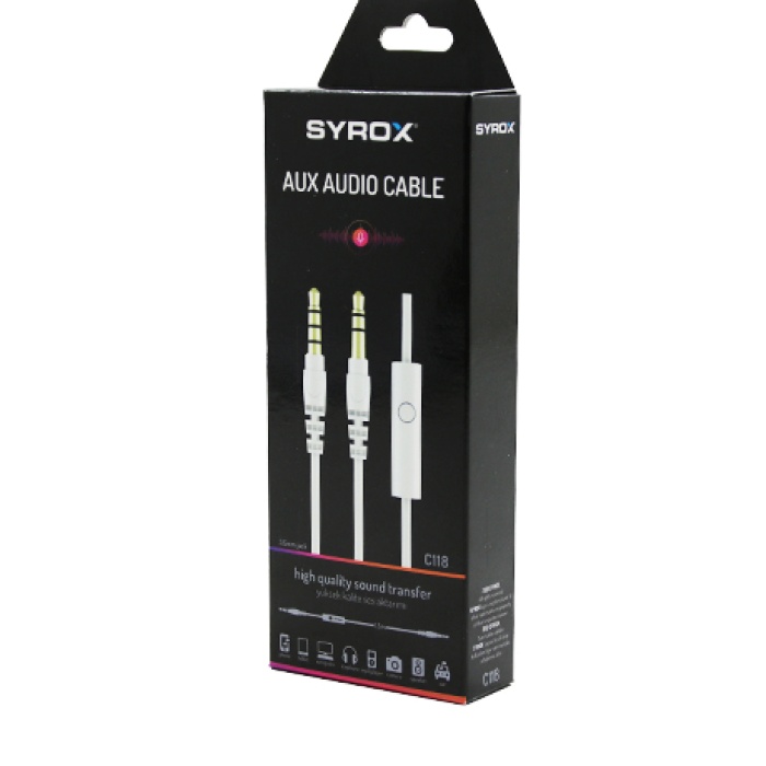 SYROX C118 MİKROFONLU AUX AUDIO KABLO 1.5MT*320