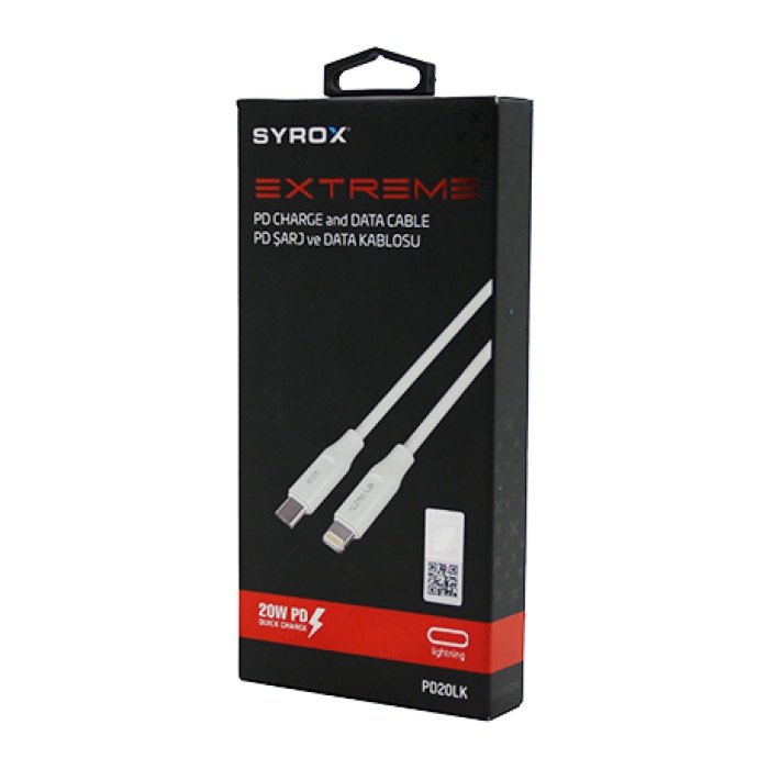 SYROX PD20LK EXTREME ( İPHONE ) TO TYPE-C LIGHTNING ŞARJ & DATA KABLOSU 20W PD*200