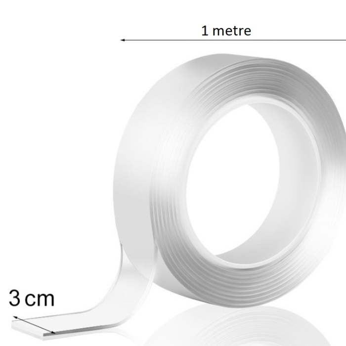 1m*3cm Çift Taraflı Şeffaf Bant 1 Metre