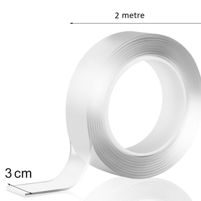 2m*3cm Çift Taraflı Şeffaf Bant 2 Metre