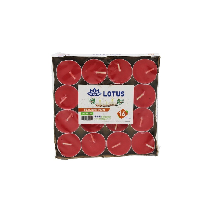 LOTUS LTS-TM103 ( 16PCS ) ( KIRMIZI & YUVARLAK ) TEA LİGHT MUM*120