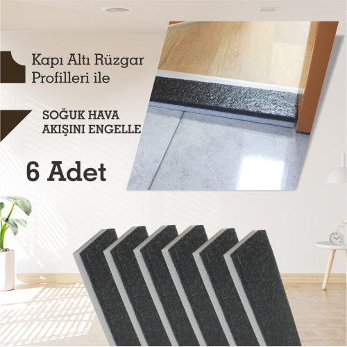 Kapı Rüzgar Önleyici 90x8x2.5 cm PE Siyah-Beyaz 6 Adet