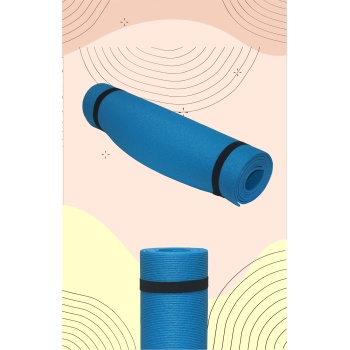 FoamStore Pilates Yoga Matı 180x60 5mm Çizgi Desen Mavi