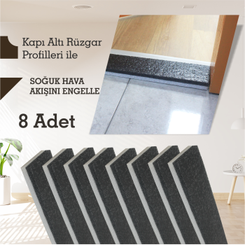 Kapı Rüzgar Önleyici 90x8x2.5 cm PE Siyah-Beyaz 8 Adet