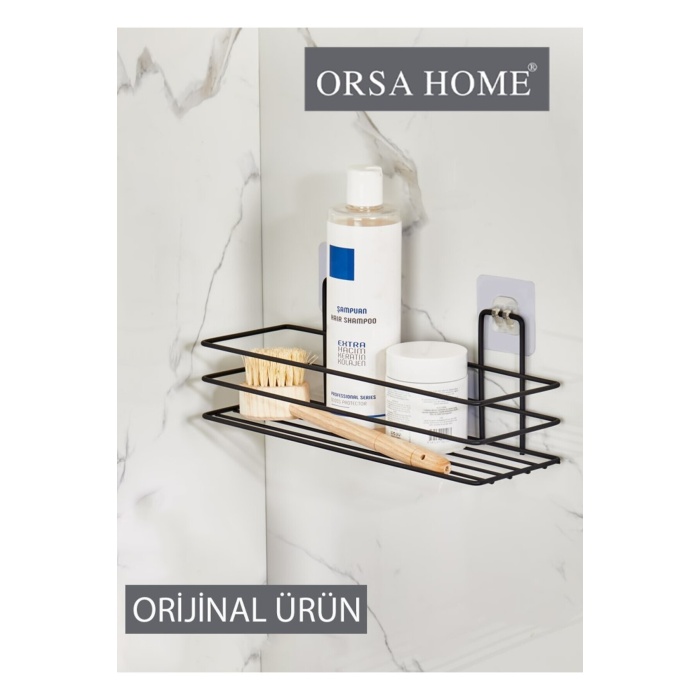 Askılı Dikdörtgen Banyo Rafı, Yapışkanlı Banyo Askısı, Banyo Organizer