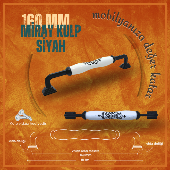 Miray Çekmece Konsol Dolap Kulp|Siyah(160mm)