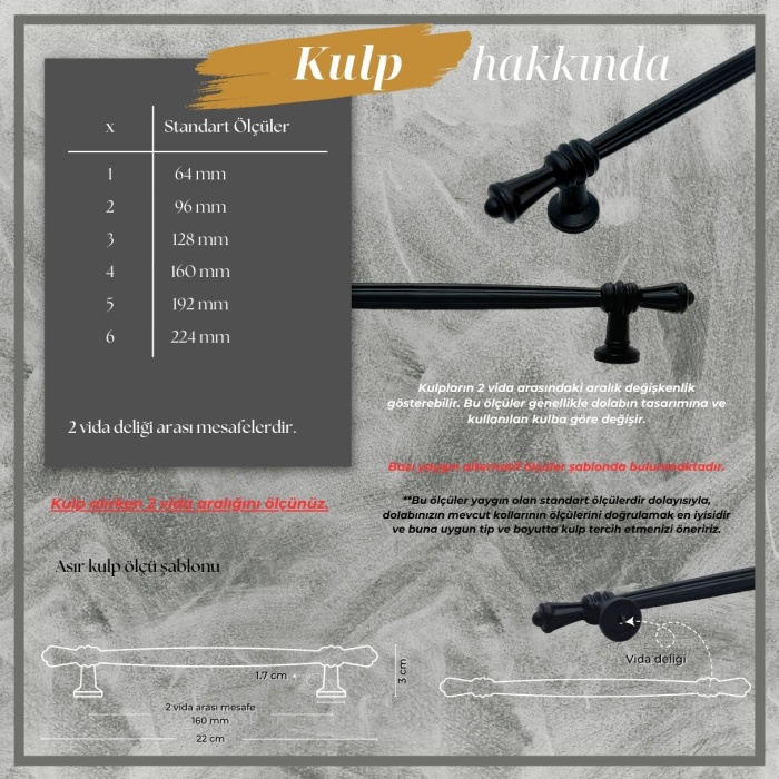 Asır Çekmece Konsol Kulp Siyah 160mm