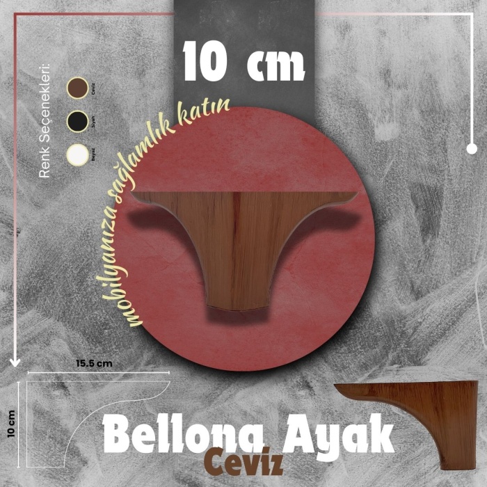 Bellona Mobilya Ayağı Plastik-Ceviz-10 Cm