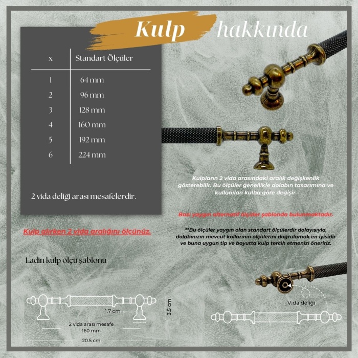 Ladin Dolap-Çekmece-Konsol Kulp-Antik Sarı-128 mm