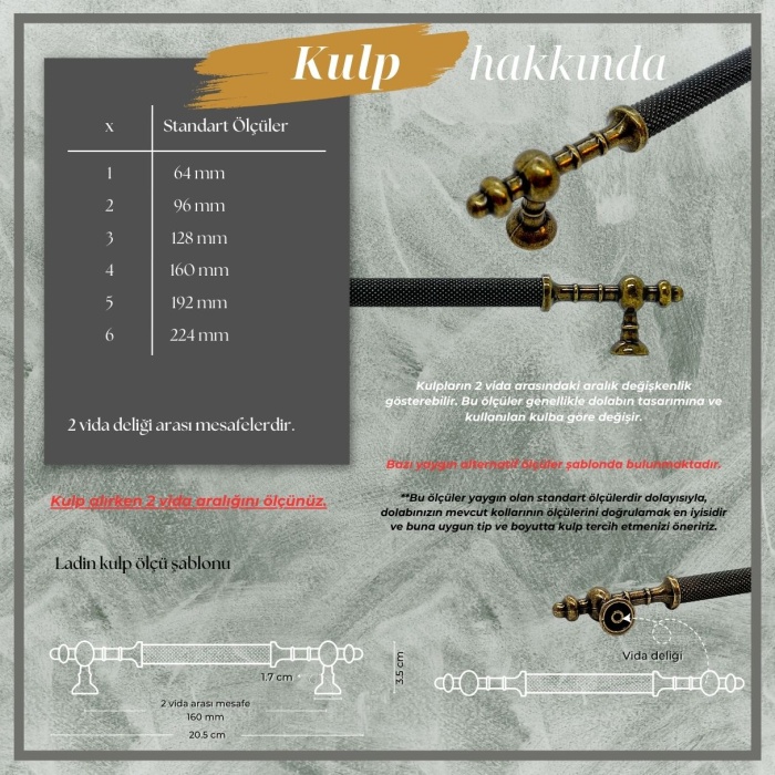 Ladin Dolap-Çekmece-Konsol Kulp-Antik Sarı-160 mm