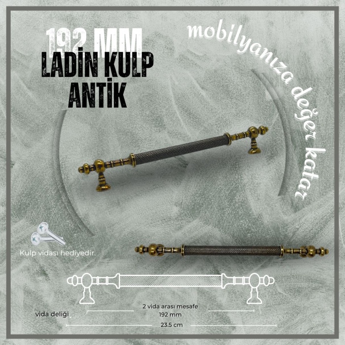 Ladin Dolap-Çekmece-Konsol Kulp-Antik Sarı-192 mm