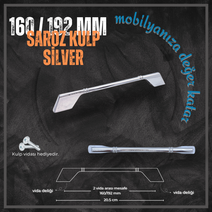 Saroz Mobilya Çekmece Konsol Kulp 160-192mm Krom