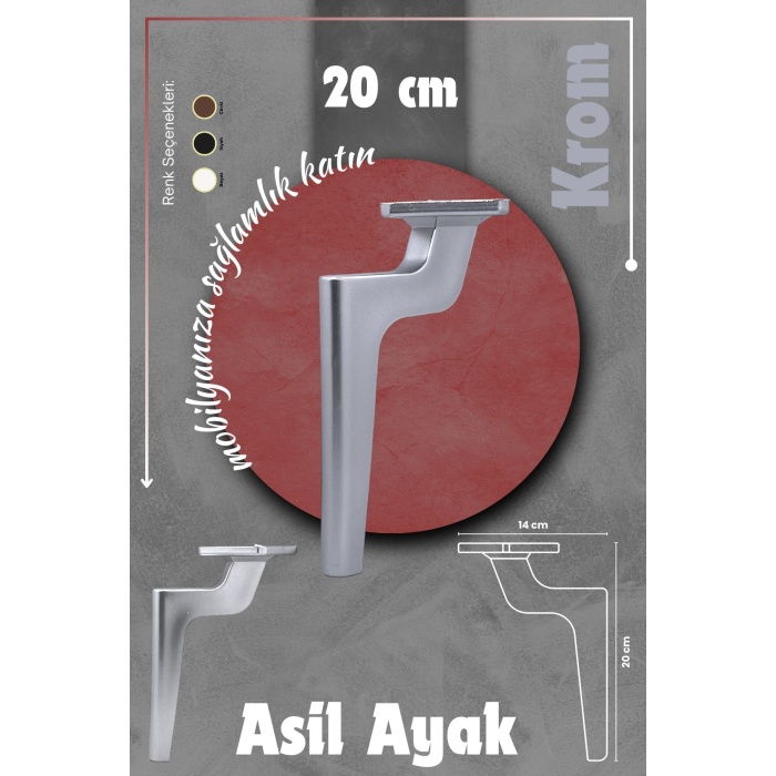 Asil Konsol Koltuk Dolap Ayağı 20 Cm (Krom)