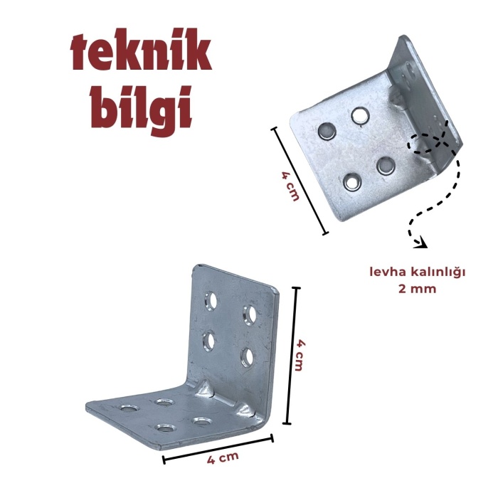 Eşya Dolap Ahşap Sabitleyici Demir 40x40 mm (4 Adet)