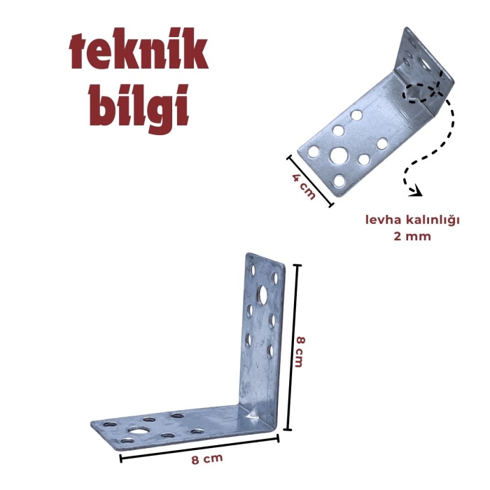 Eşya Dolap Ahşap Sabitleyici Demir 80x80 mm (4 Adet)