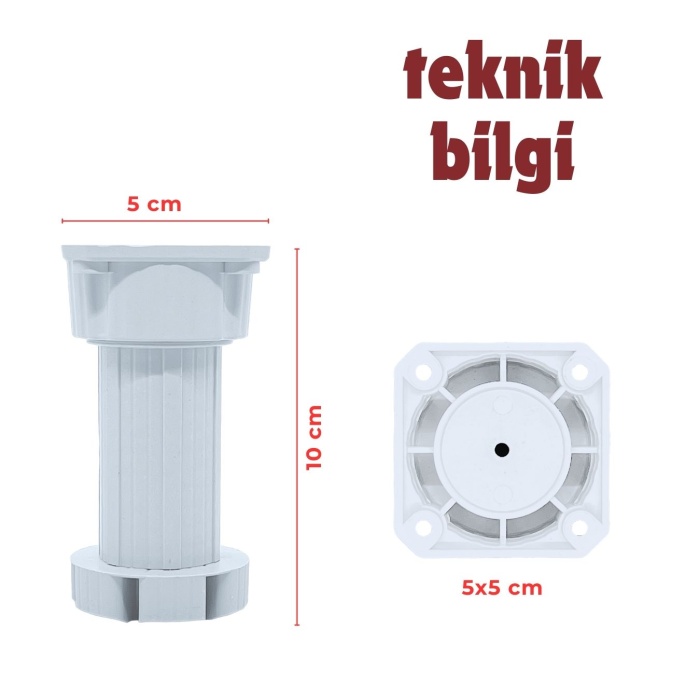 Baza Ayağı Gri Renk 10-15 Cm|Mutfak Tezgah Altı Plastik Ayak