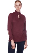 Long-Sleeved Top With Buttoned High-Neck