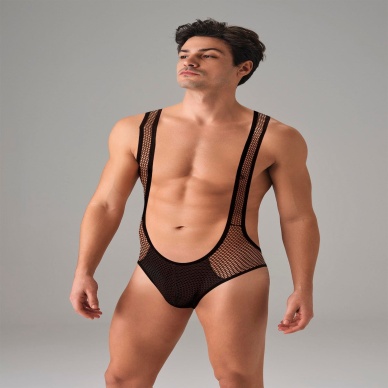 Siyah Erkek File Kumaş Askılı Jockstrap Body 3053