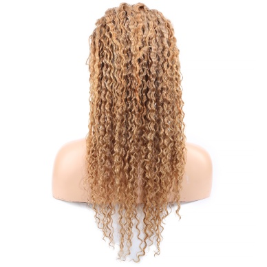 Afro Dalga Front Lace Gerçek Tül Peruk - Altın Karamel - 60-65cm