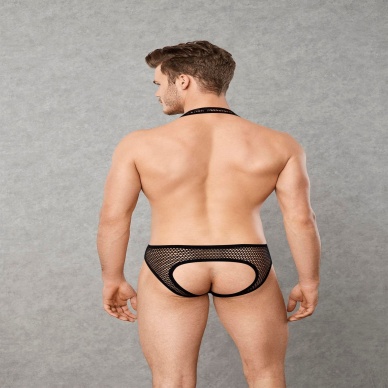 Siyah Erkek File Kumaş Askılı Jockstrap Body 3053