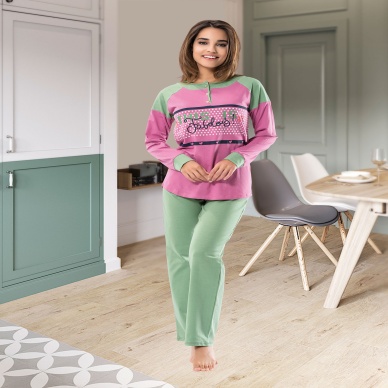 Derya Kurşun Uzun Kol Kadın Pijama Takım 1120