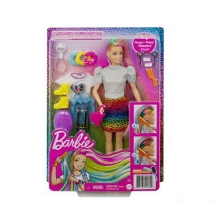 Barbie GRN81 Leopar Desenli Saçlar Bebeği