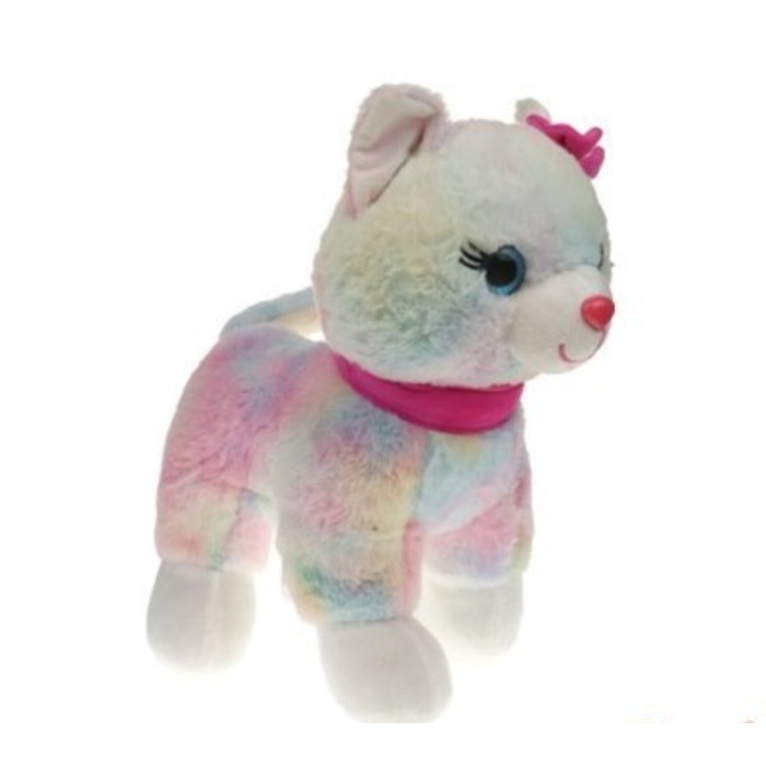 Halley 62555 Peluş 40cm Sesli Kedi Pembe Tokalı