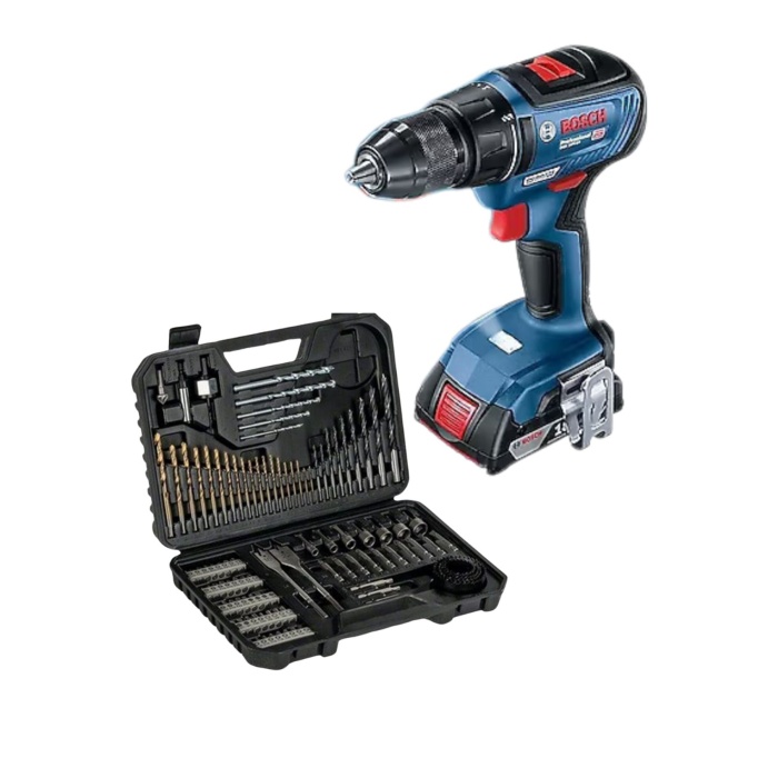 Bosch Professional GSR 18V-50 Profesyonel Akülü Vidalama + Bosch V-Line Matkap & Vidalama Karışık Aksesuar Seti 103 Parça - 2607017367