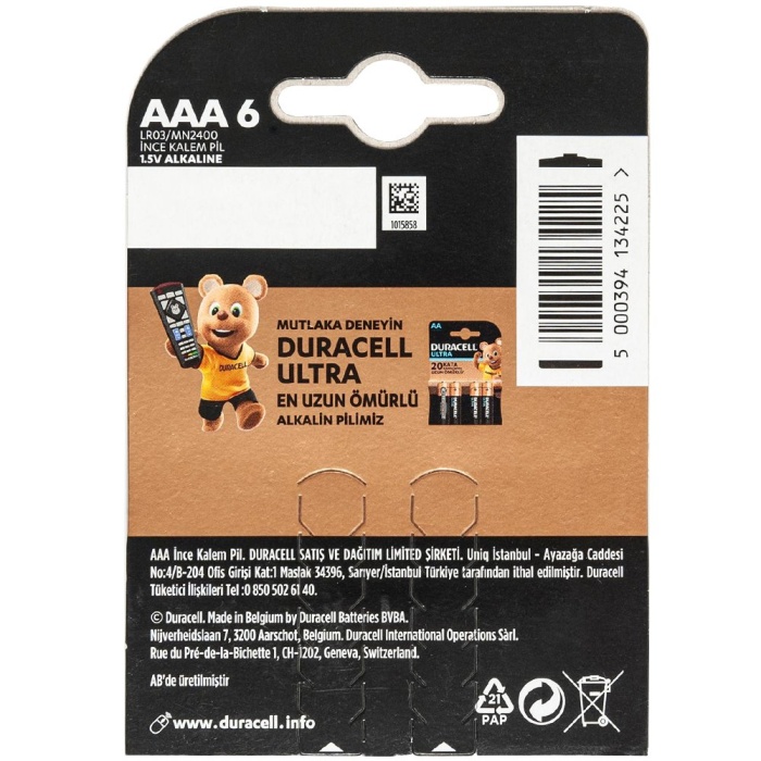 DURACELL AAA İNCE PİL (6LI PAKET FİYATI)