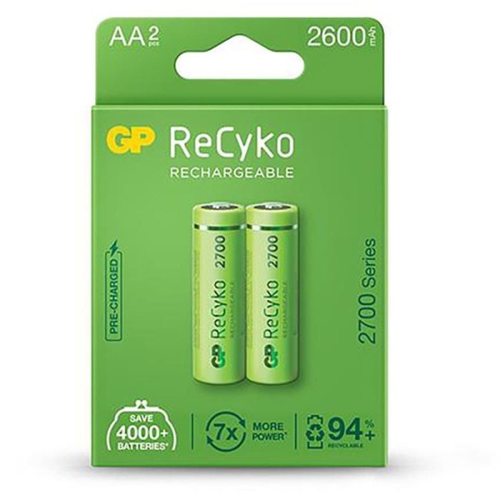 GP RECYKO 2600 MAH ŞARJLI Nİ-MH AA KALEM PİL 2Lİ PAKET