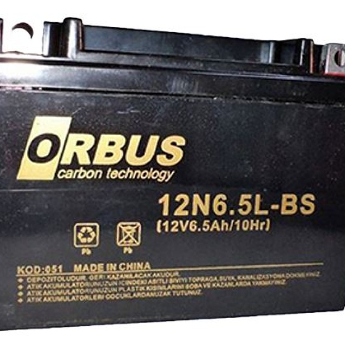 ORBUS 12N6.5L-BS 12V 6.5A MOTOSİKLET AKÜSÜ (139 X 66 X 100 MM) (2.05KG)