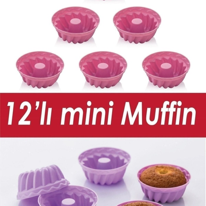 12li Silikon Muffin Kek Kalıbı %100 Yanmaz Silikon