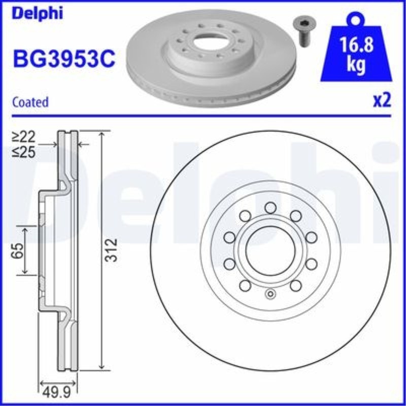 ON FREN DISKI-312X25 5×112 (VW CADDY 04-  GOLF 04-  PASSAT 06-  AUDI A3 04-  SEAT LEON 06-  ) 1K0615301AA