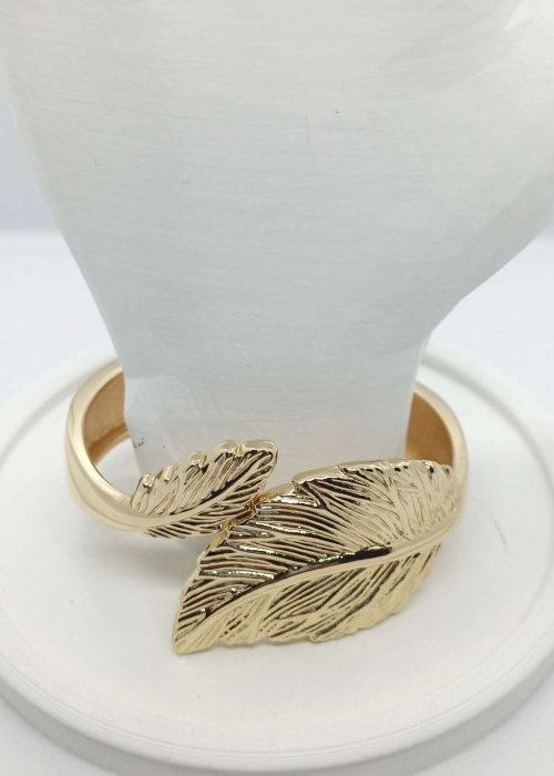 Gold Renk Yaprak Desenli Üstten Açılan Çelik Kelepçe