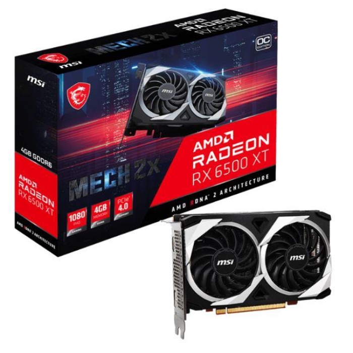 MSI RADEON RX6500XT MECH 2X 4G OC 4GB GDDR6 64BIT 1XHDMI 1XDP EKRAN KARTI