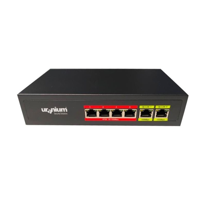 URANIUM POE-4002-48W 4 PORT 10/100 + 2 PORT 10/100 RJ45 UPLINK POE SWITCH(REALTEK CHIPSET)