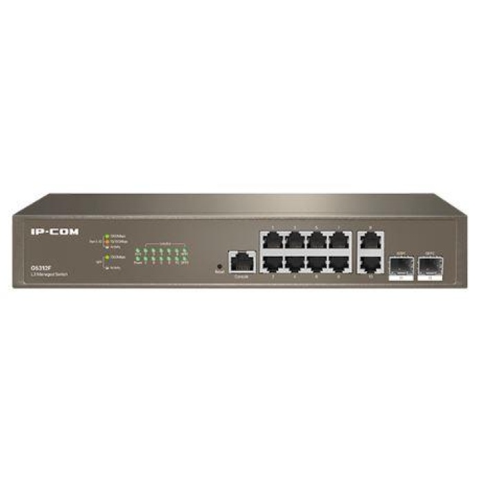 IP-COM G5312F 8 PORT GIGABIT + 2XGB RJ45/SFP UPLINK CONSOLE PORT L3 CLOUD YÖNETİLEBİLİR SWITCH