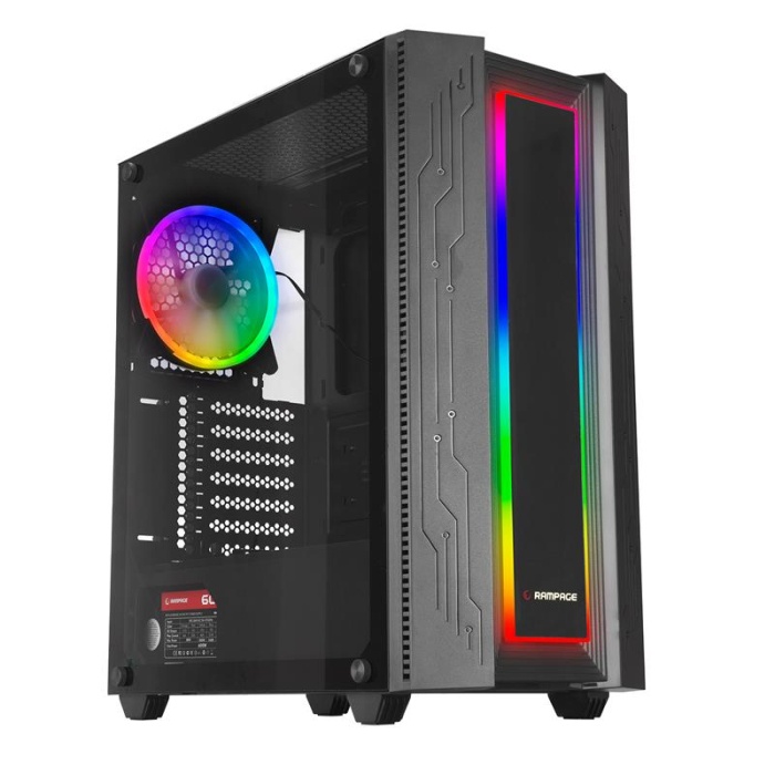 RAMPAGE GRAND 600W 1X140MM RGB FAN 80+ BRONZE TEMPERED GLASS LED SERITLI GAMING OYUNCU KASA