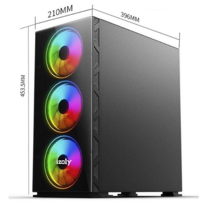 IZOLY AX6 ARGB CYBERPUNK 4X14CM FULL GLASS 700W KUMANDALI FAN KONTROLLÜ SİYAH KASA