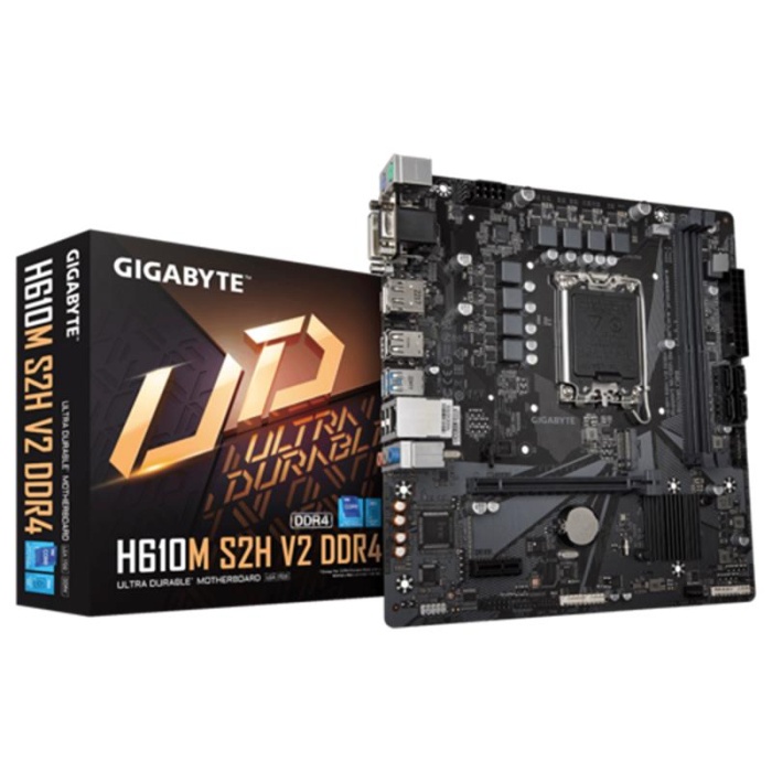 GIGABYTE H610M-S2H-V2-DDR4 3200MHZ 1XVGA 1XHDMI 1XDP 1XDVI 1XM.2 USB 3.2 MATX 1700P (12./13.VE 14.NESİL İŞLEMCİ UYUMLU)