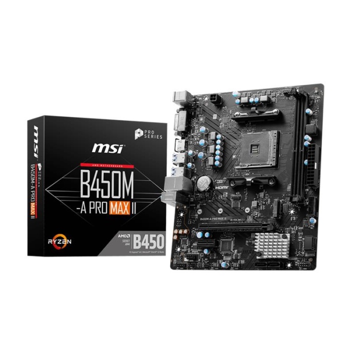 MSI B450M-A PRO MAX II DDR4 4133MHZ 1XHDMI 1XDVI 1XM.2 USB 3.2 MATX AM4 (AMD 5000,5000-G VE 4000-G SERİSİ İLE UYUMLU)