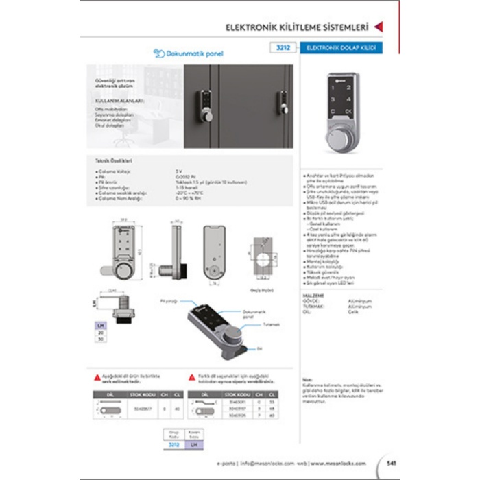 Mesan Elektronik Kabin Kilidi ( 3212 )