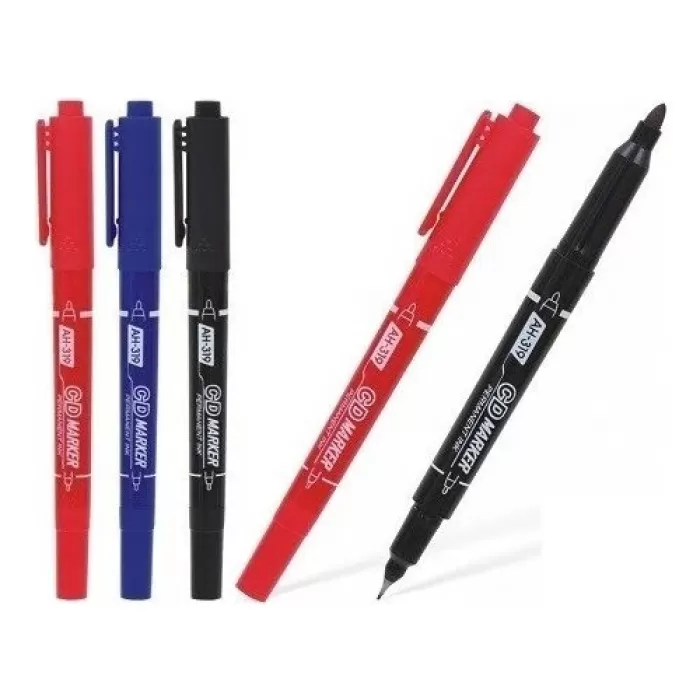 Aihao Asetat Kalemi Permanent Çift Taraflı Mavi AH-319