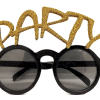 Altın Simli Party Yazılı Parti Gözlüğü Show 15x7 Cm