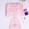 Robası Astarlı Fiyonk Şapkalı Kız Bebek Tulum