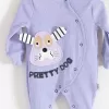 Pretty Dog Nakışlı Bandanalı % 100 Pamuk Kız Bebek Tulumu