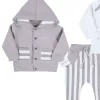 Ayıcık Nakışlı Hırkalı % 100 Pamuk Erkek Bebek Takım