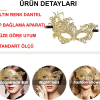 Altın Renk Dantel Maske Dantelli Parti Maskesi 16 No