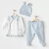 Cuddly Bunny Bear 3lü Zıbın Set Blue