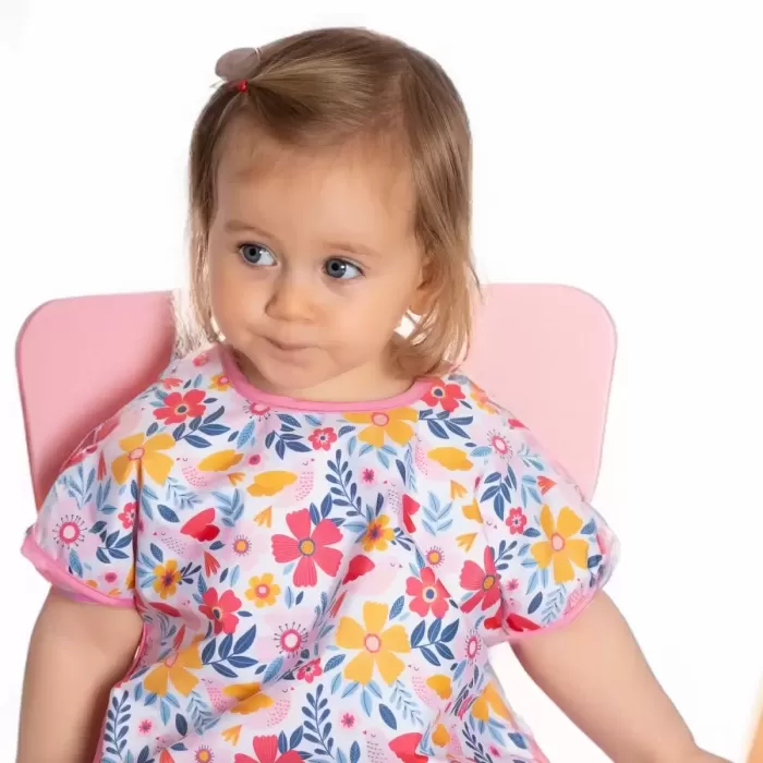 Flower Kolsuz Sıvı Geçirmez Aktivite Ve Mama Önlüğü 6-24 Ay